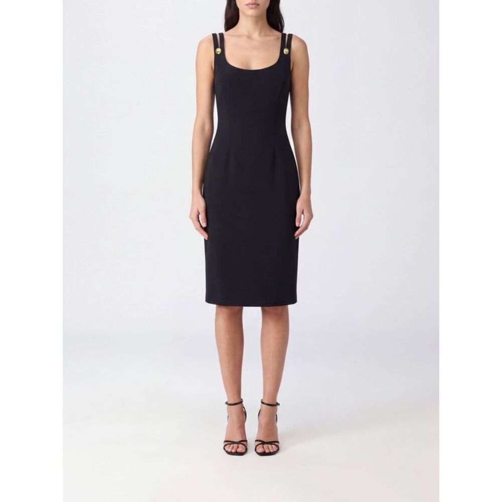 Versace Women Versace Virgin Wool Cut-Out Midi Sheath Dress With Square Neckline